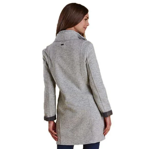 Barbour Millfire Knit Jumper – Light Grey Marl Winter Tartan Wool Blend US 14 - Picture 3 of 13